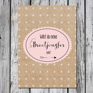 A6 Postcard for groomswoman or bridesmaid in cardboard/pink gloss look paper thickness 235 g / m2 gift for bridesmaid or groomswoman image 3