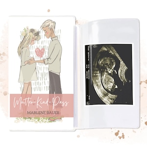 Mutter-Kind-Pass-Hülle, personalisiert mit Name, Mutterpass, Geburt, Taufe, Papier, Organizer, Schwangerschaft, Geschenk-Idee