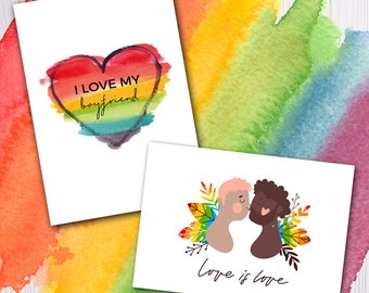 Postcard set "Love is Love" for same-sex couples