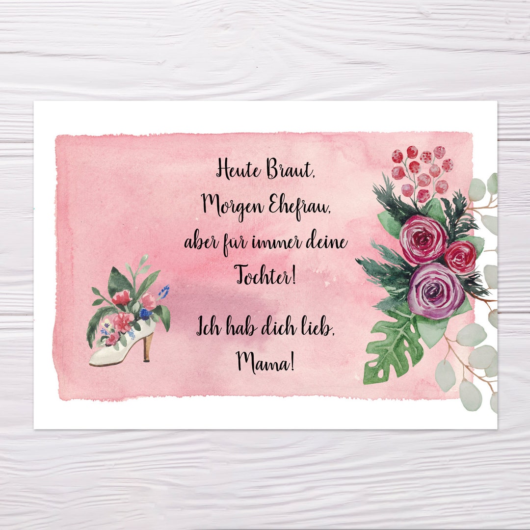 A6 Postkarte für Mama Braut, Ehefrau, für immer deine Tochter rodatöne