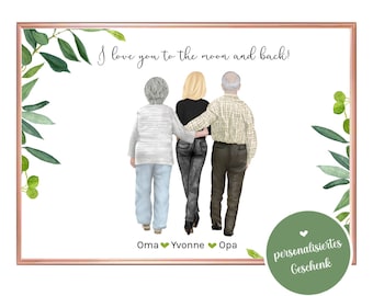 personalisiertes Poster für Großeltern, Oma, Opa, Geschenk für Oma und Opa, Geburtstagsgeschenk, Weihnachtsgeschenk