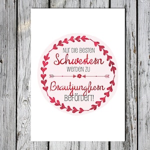 A6 Karte, Hochzeit Schwester, Brautjungfer