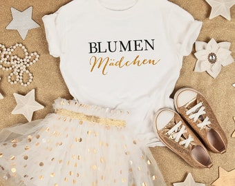 T-Shirt "Blumenmädchen" gold für Hochzeit für Mädchen Gr. 50-164 aus 100% Baumwolle