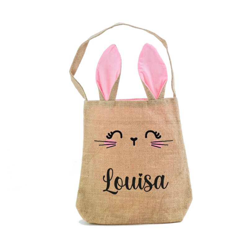 Personalized Easter Basket Made of Jute With Rabbit Face and - Etsy