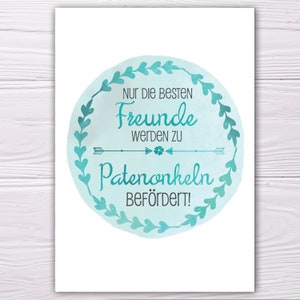 A6 Postcard for Godson in turquoise gloss look paper thickness 235g/m2 gift for future godson image 1