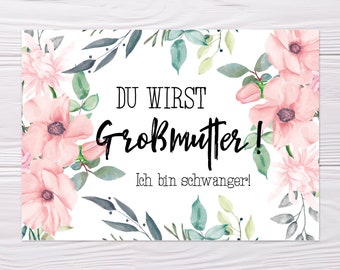 A6 Postkarte für Mütter in altrosa Glanzoptik Papierstärke 235g/m2 Geschenk für zukünftige Großmütter