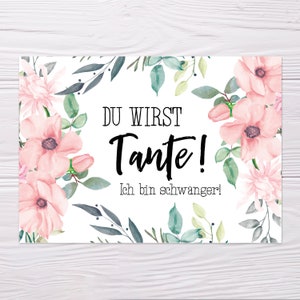 A6 Postkarte für Schwestern in altrosa Glanzoptik Papierstärke 235g/m2 Geschenk für zukünftige Tanten