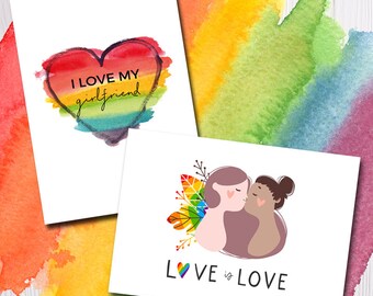 Postcard set "Love is Love" for same-sex couples