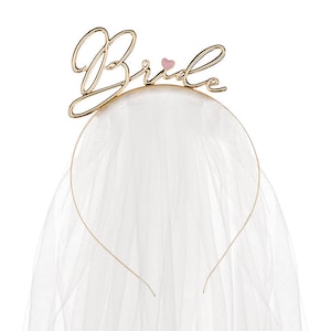 golden bridal hair band with grinder | Bride Acessoires | Bridal veil with golden headband, for bachelor party JGA bachelor party