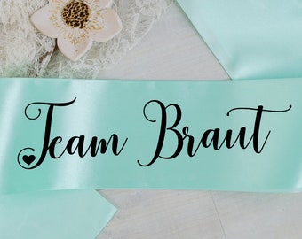 Schärpe für den JGA "Team Braut" mint für JGA, Junggesellenabschied, Henparty, Polterabend, Braut, Brautjungfer