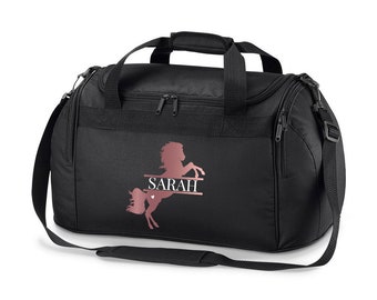 Sports bag/riding bag personalized with name, child, boy, girl, men, women, riding, horse, gift, sport, school, hobby