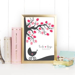 for about 40-50 fingerprints individualisert with name and age of the child Fingerprint tree A4 children/'s birthday birthday girl