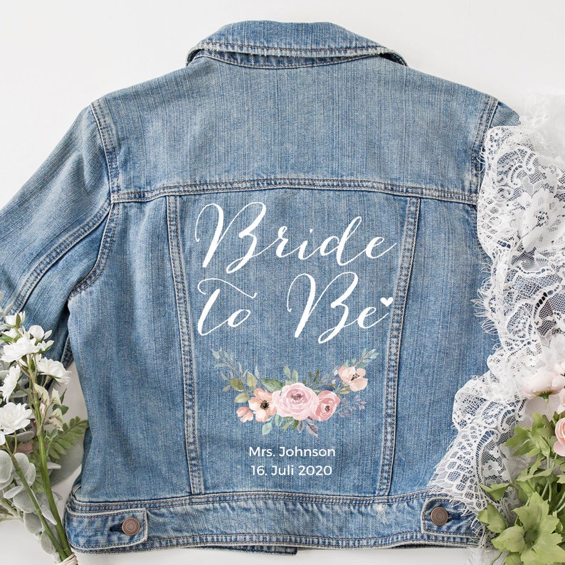 Personalized Denim Jacket bride to Be With Flower - Etsy