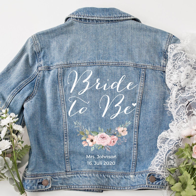 Personalized Denim Jacket bride to Be With Flower Etsy