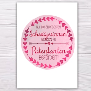 A6 Postkarte für Patentante in rosarot Glanzoptik Papierstärke 235g/m2 geschenk für Schwägerin Patentante Bild 1