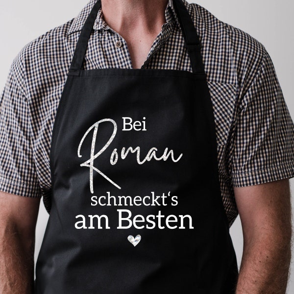 Schürze personalisiert mit Name, Koch-, Back-, Grill-Schürze, Unisex, Geschenk-Idee Weihnachten, Vatertag, Oma, Opa, Arbeitskollege