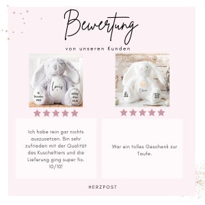 Kuscheltier personalisiert mit Name, Baby-Geschenk, Tauf-Geschenk, Plüschtier, Stofftier, Hase, zur Geburt, Erinnerung, Kinder, Taufe afbeelding 7