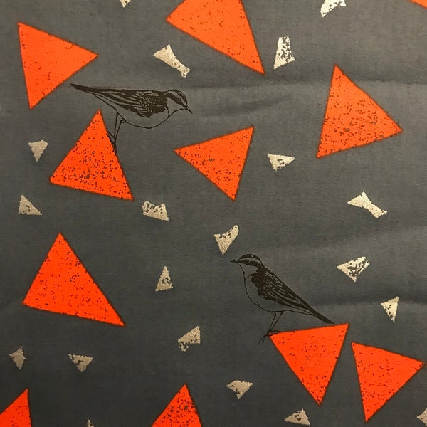 Coated cotton triangle and bird on gray
