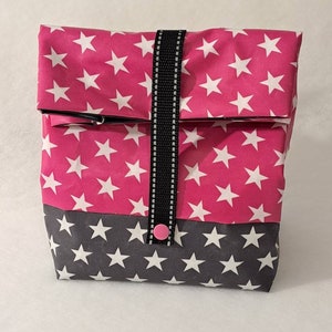 Lenkertasche, wasserfest, Sterne, pink, grau, verschließbar, Utensilo, Fahrradtasche, Betttasche, Dots, abwischbar, Geschenk,