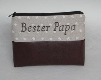 Kulturtasche Bester Papa, Name, personalisiert, Geschenk, Kulturbeutel, Kosmetiktasche, Männer, Vater, Wachstuch,