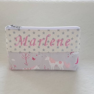 Tasche mit Wunsch-Namen, Einhorn, Windeltasche, Kulturtasche, Schminktasche, Kosmetiktasche, personalisiert, indivisualisiert, Geschenk