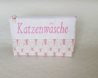 Kosmetiktasche Katzenwäsche, Wunsch-Name