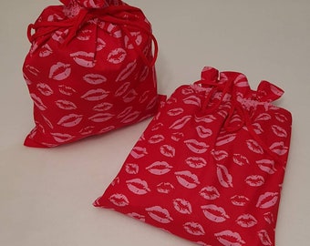 Geschenkbeutel aus Stoff,Kuss, Kiss, alternative Geschenkverpackung, nachhaltige Geschenktasche, Stoffbeutel für Geschenke, Valentinstag