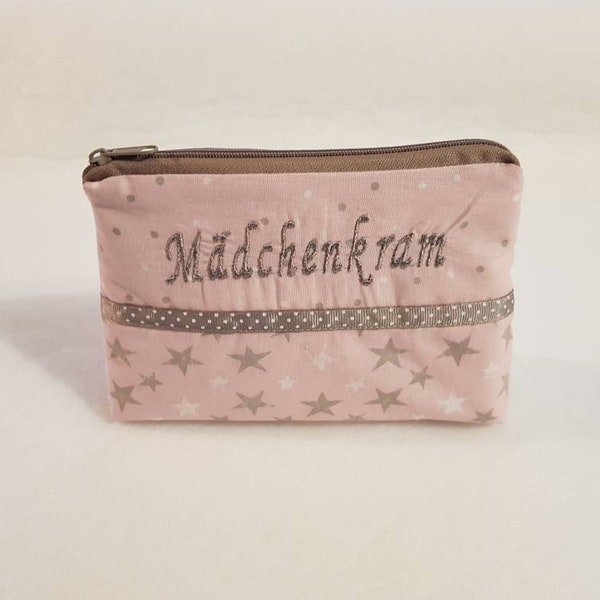 Tasche mit Wunsch-Namen, Sterne, personalisiert, Kosmetiktasche, Windeltasche, Schminktasche, Name, Geschenk, individualisiert