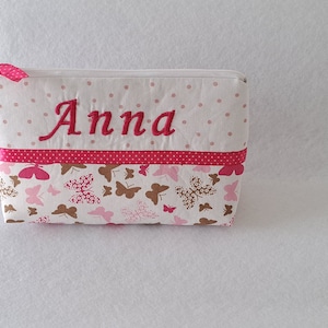 Tasche mit Wunsch-Namen, Schmetterling, personalisiert, Kosmetiktasche, Windeltasche, Schminktasche, Name, Geschenk, individualisiert