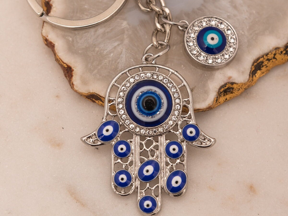  Türkische Blaue Augen Anhänger Wohnkultur Böse Augen  Schlüsselanhänger Mystische Amulett Für Glück Langlebige Legierung Behänge  Zubehör Trendy Rucksack Dekoration