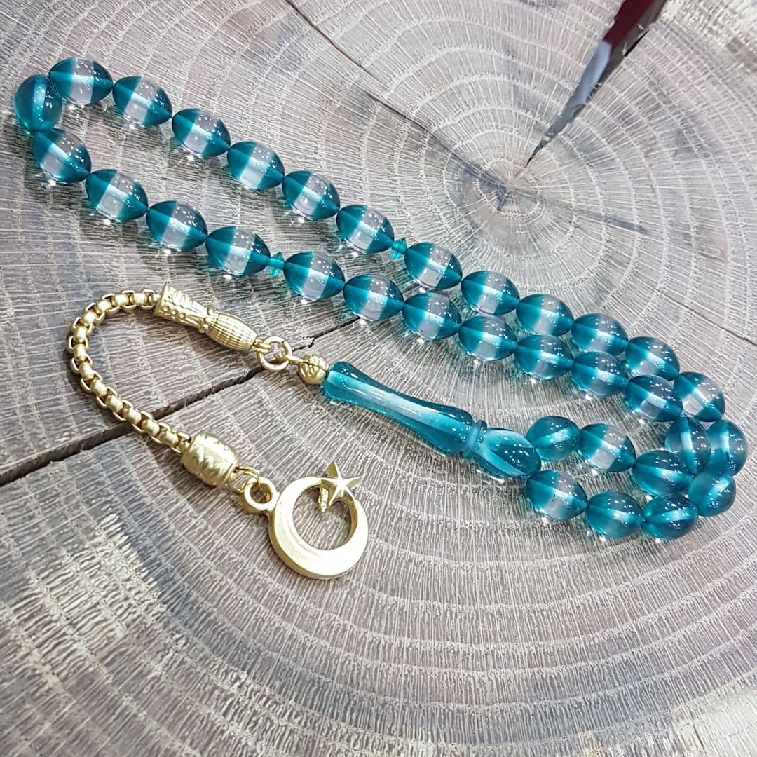 Gök-Türk Gebetskette Tesbih Cukur - 33 Perlen Dunkelrot 38cm