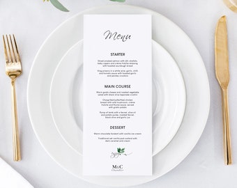 Orchid Wedding Menu Template, Wedding Menu Printable, Printable Menu, Menu Cards Template, Editable Menu, Instant Download PDF, TCM01