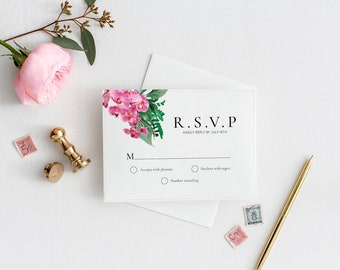 Orchid Wedding RSVP Printable, RSVP Cards, Wedding Rsvp Card Template, Printable Wedding Card, RSVP Download, Instant Download, TCM001