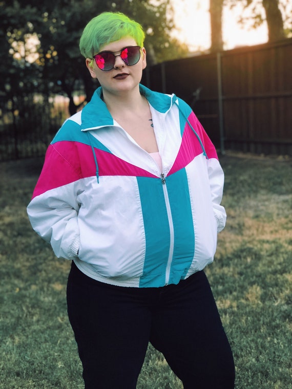 90's Large Windbreaker / Lavon / Pink / Blue / whi