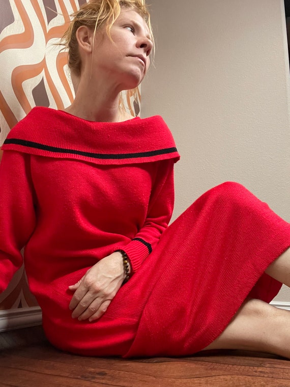 Staple Vintage Red Sweater Dress / Winter / Boat N