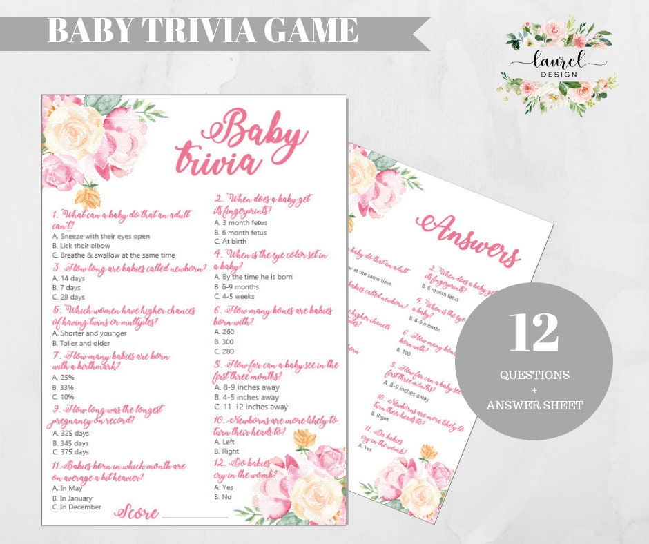 Printable Baby Shower Trivia Game - Etsy