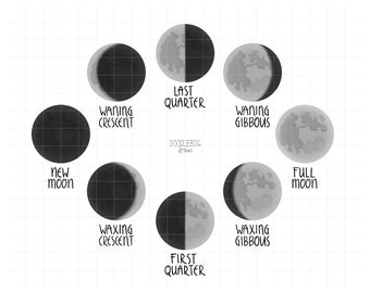 Moon phases and labels