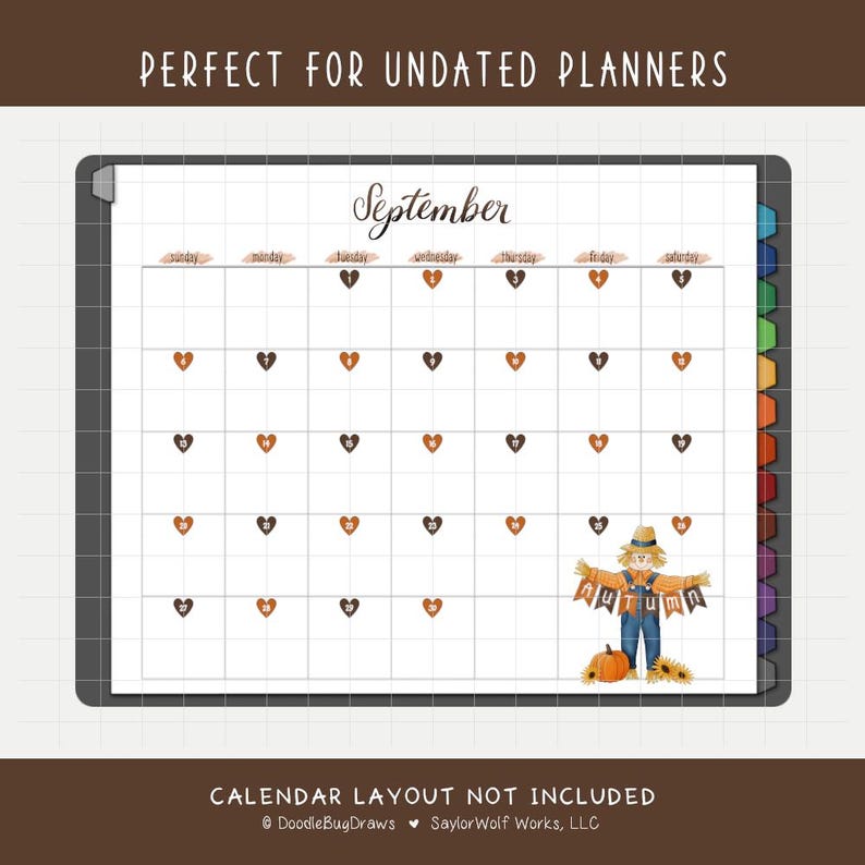 Hello Autumn Monthly Digital Planner Sticker Kit for September, October ...
