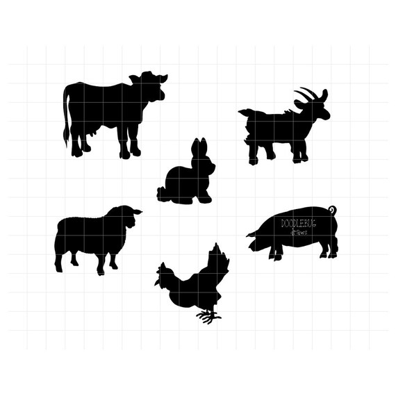 Download Farm Animal Silhouette Svg Cutting Files Cow Pig Chicken Etsy Yellowimages Mockups