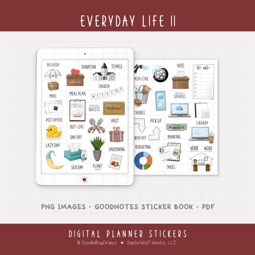 Everyday Life II Digital Planner Stickers - Daily Activities, Routines ...