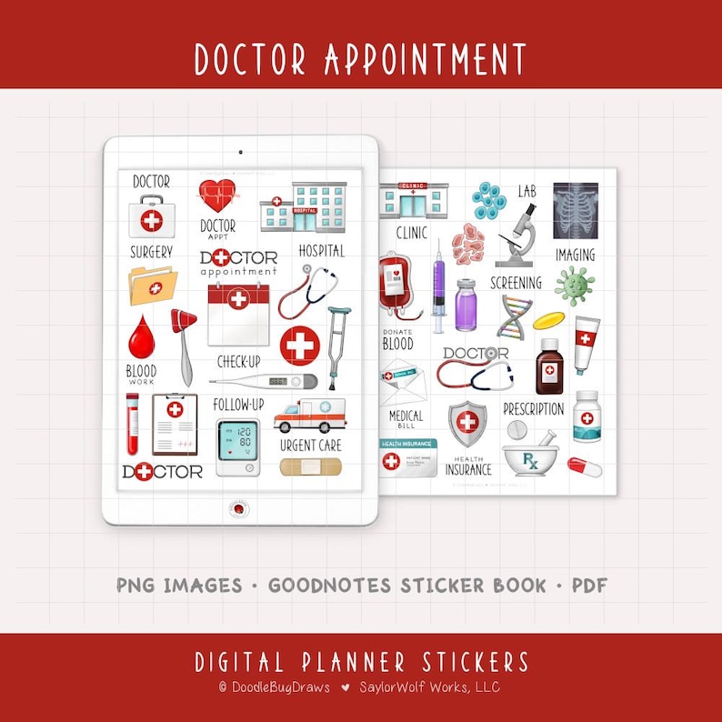 Doctor Appointment Digital Planner Stickers - Health and Medical Icons ...