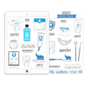 Zahnarzt Termin digitale Planer Aufkleber, GoodNotes Aufkleber, zugeschnittene PNG, druckbare PDF, Mundgesundheit, Zahnpflege Journal Aufkleber