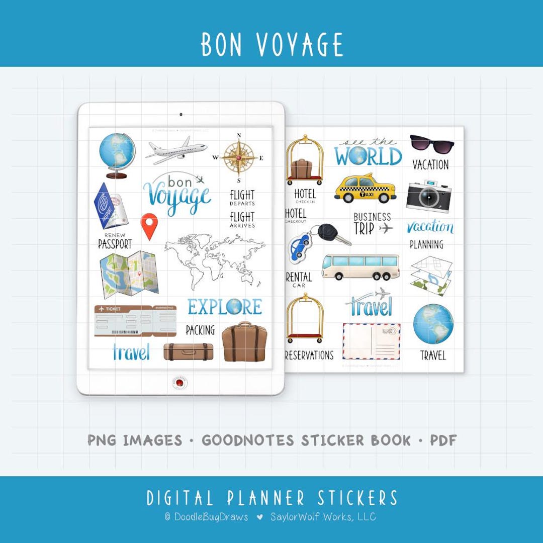Travel Digital Planner Stickers - Vacation Planning Icons (PNG ...