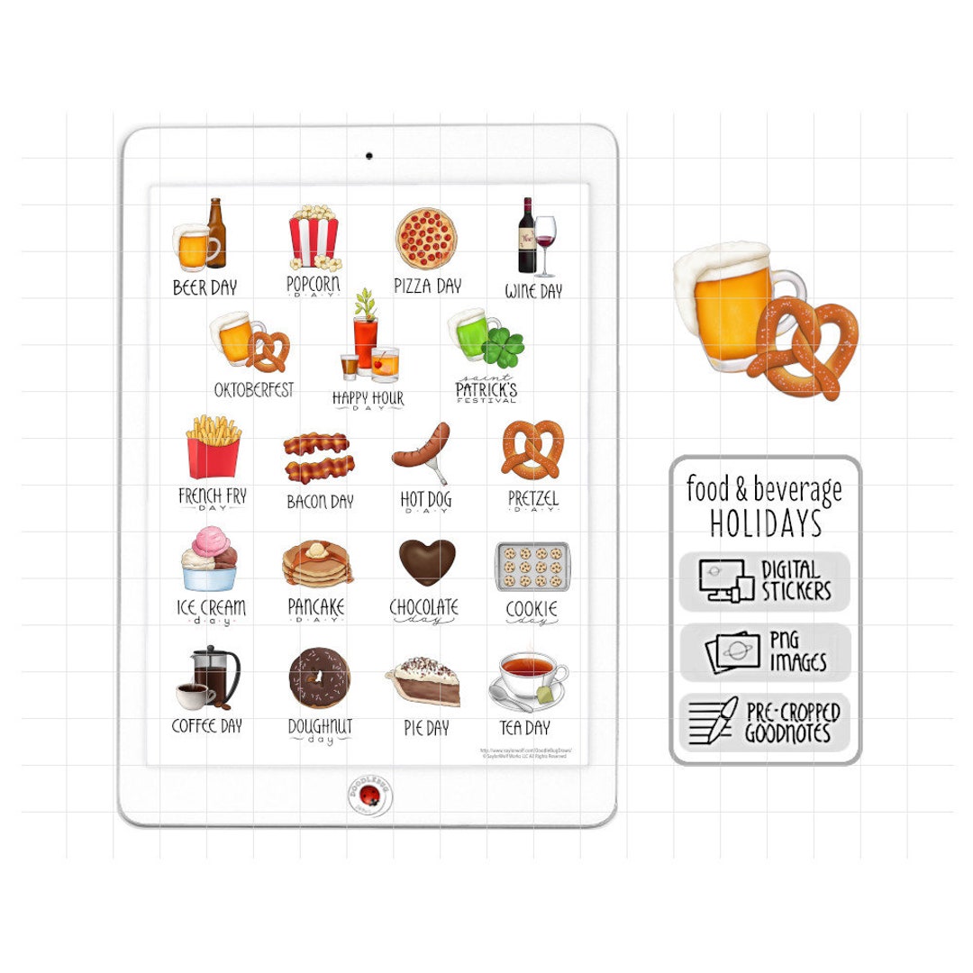 Food and Beverage Holidays Digital Planner Stickers Fun Etsy
