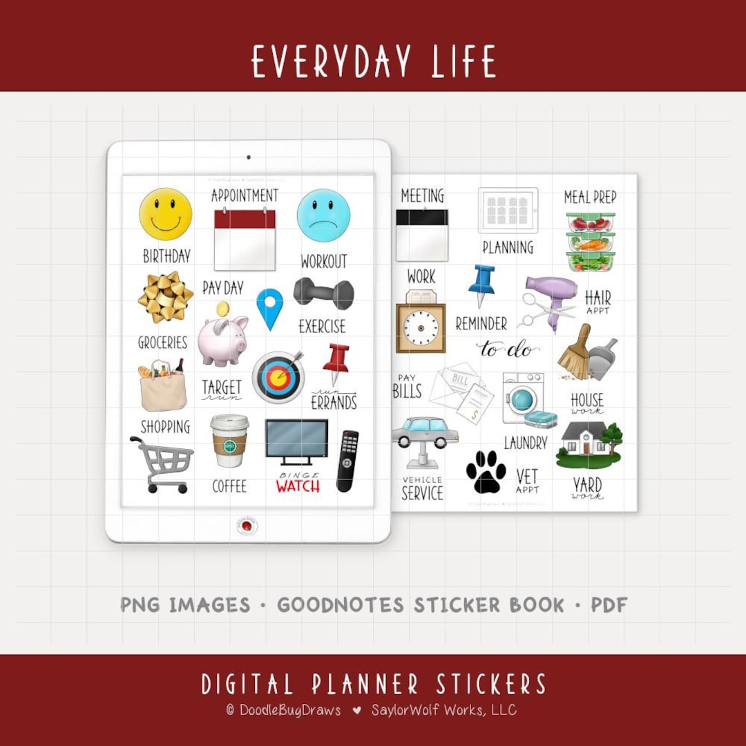 Everyday Life Digital Planner Stickers - Daily Routines, Errands, and ...