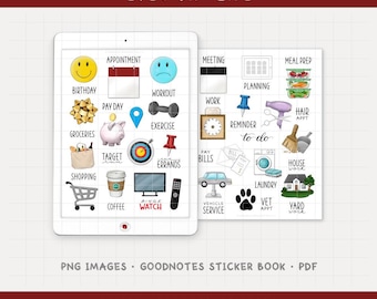 Everyday Life Digital Planner Stickers - Daily Routines, Errands, and Tasks (PNG, GoodNotes, PDF)
