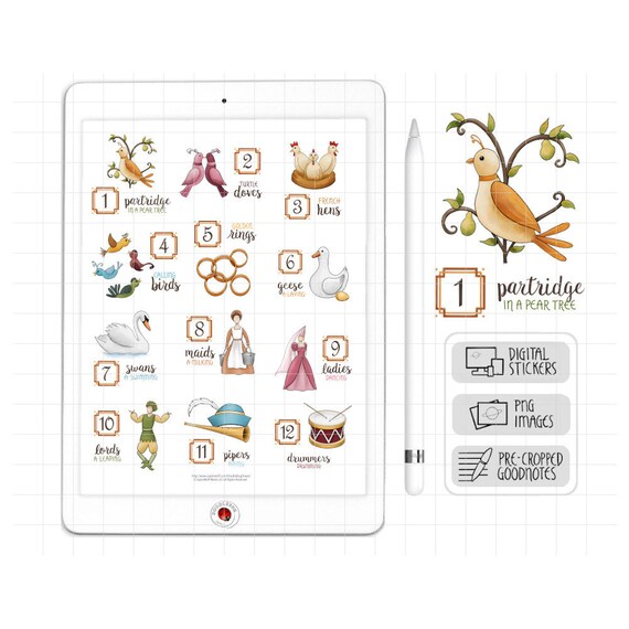 12 Days of Christmas Digital Planner Stickers Goodnotes - Etsy