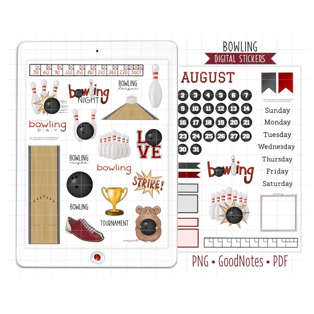 Bowling Digital Planner Stickers, Sports Monthly Kit, Goodnotes ...