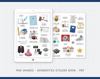 High School Digital Planner Stickers - Student Life, Events, & Milestones (PNG, GoodNotes, PDF)