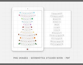 Month Name Bunting Flags Digital Planner Stickers - Calendar Headers (PNG, GoodNotes, PDF)